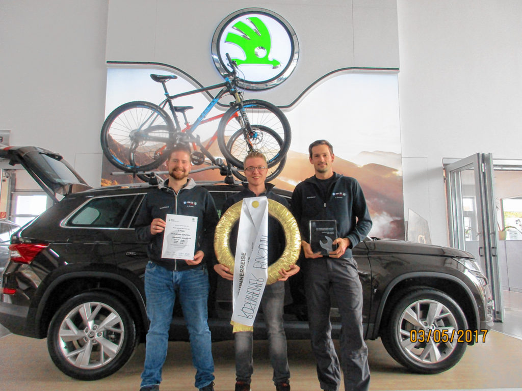 Das siegreiche Service Team des Rosenheimer Skoda-Autohauses.