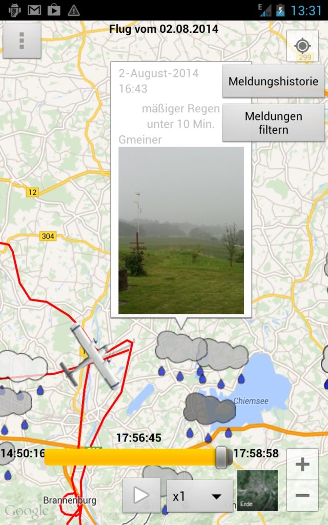 Screenshot aus der Hagel-App.